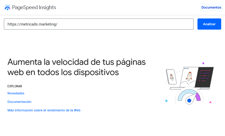 PageSpeed Insights es una plataforma para analizar un sitio web y mejorar su velocidad de carga.